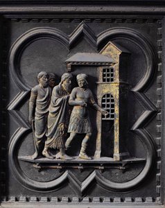 Fængslingen af Johannes Døberen, tolvte panel af syddørene til dåbskapellet San Giovanni, 1336 (bronze)